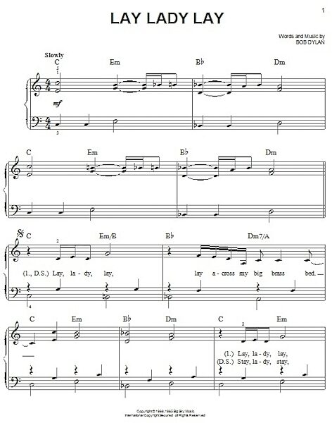 open zoom image for Lay Lady Lay - Easy Piano, New, Main