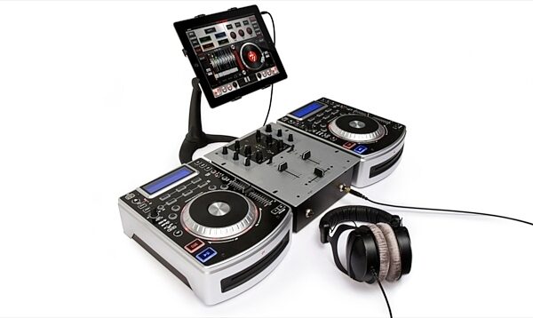 open zoom image for IK Multimedia iKlip iPad Mini Desktop Stand, In Use - With CDJ System