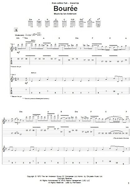 open zoom image for Bouree - Guitar TAB, New, Main