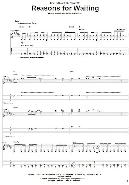 open zoom image for Reasons For Waiting - Guitar TAB, New, Main