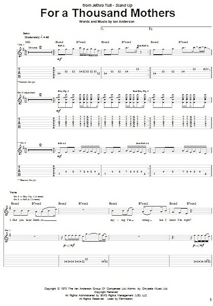open zoom image for For A Thousand Mothers - Guitar TAB, New, Main