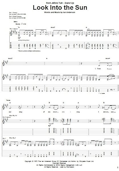 open zoom image for Look Into The Sun - Guitar TAB, New, Main