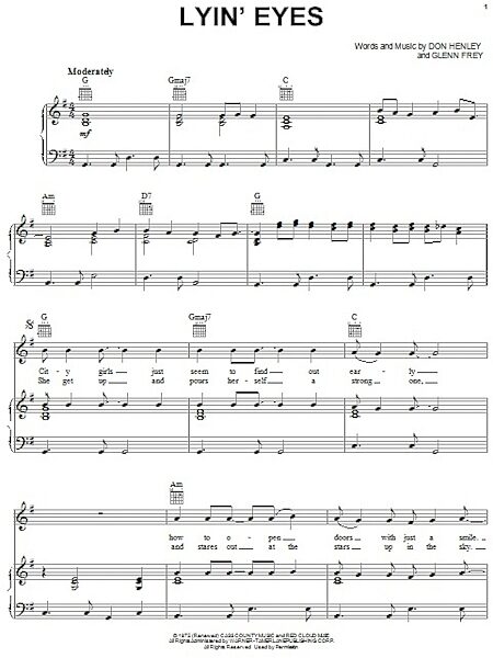 open zoom image for Lyin' Eyes - Piano/Vocal/Guitar, New, Main