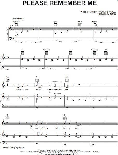 open zoom image for Please Remember Me - Piano/Vocal/Guitar, New, Main