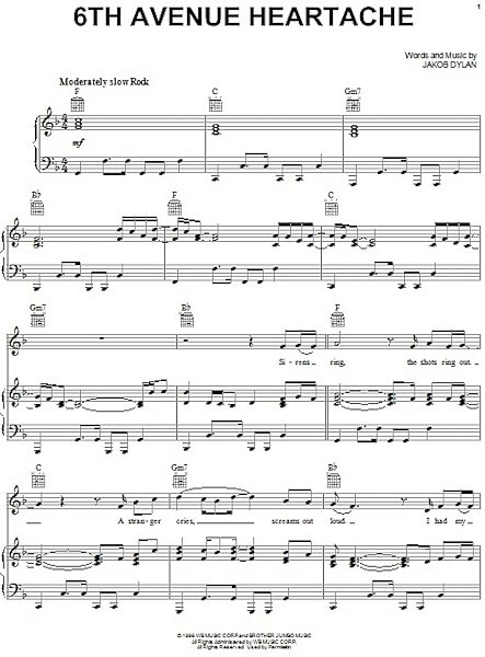 open zoom image for 6th Avenue Heartache - Piano/Vocal/Guitar, New, Main
