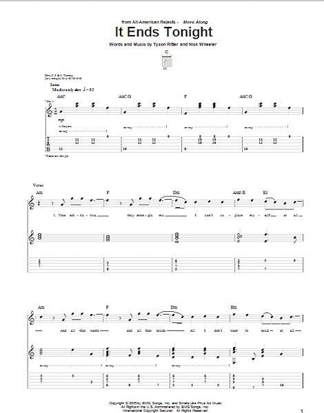 open zoom image for It Ends Tonight - Guitar TAB, New, Main