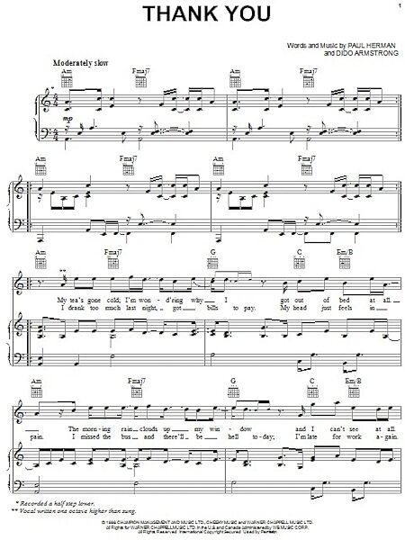 open zoom image for Thank You - Piano/Vocal/Guitar, New, Main