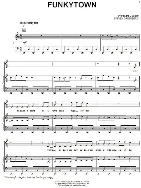 open zoom image for Funkytown - Piano/Vocal/Guitar, New, Main