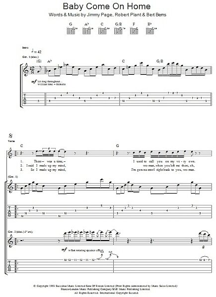 open zoom image for Baby Come On Home - Guitar TAB, New, Main