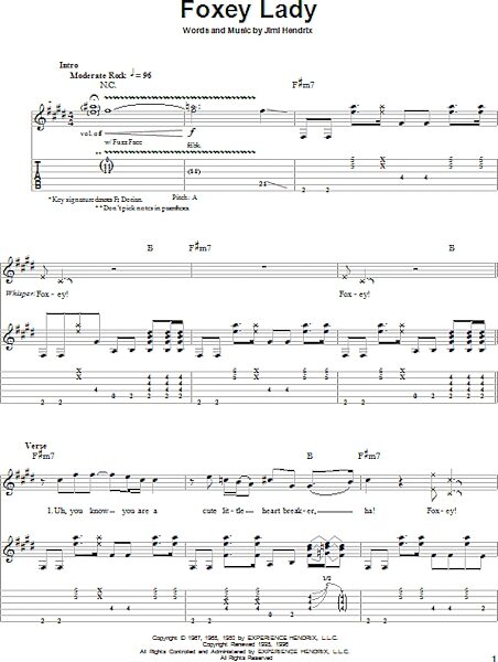 open zoom image for Foxey Lady - Guitar Tab Play-Along, New, Main
