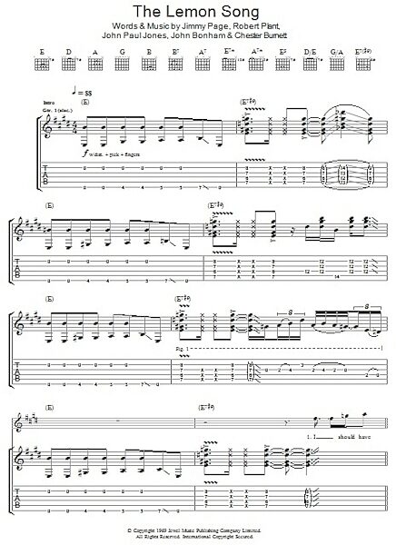open zoom image for The Lemon Song - Guitar TAB, New, Main