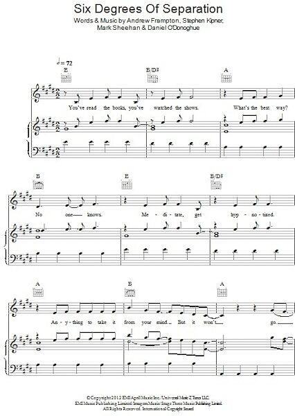 open zoom image for Six Degrees Of Separation - Piano/Vocal/Guitar, New, Main