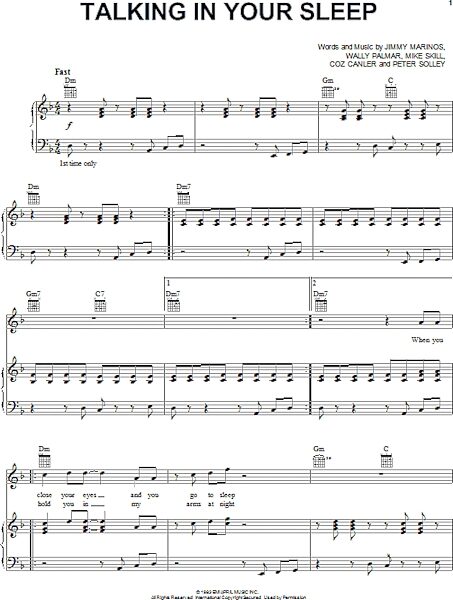open zoom image for Talking In Your Sleep - Piano/Vocal/Guitar, New, Main