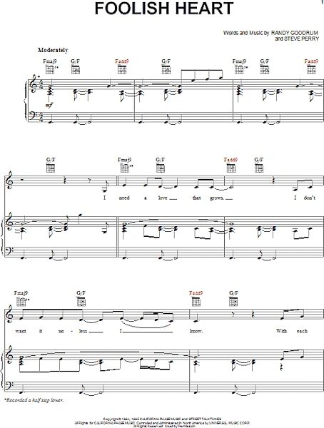 open zoom image for Foolish Heart - Piano/Vocal/Guitar, New, Main