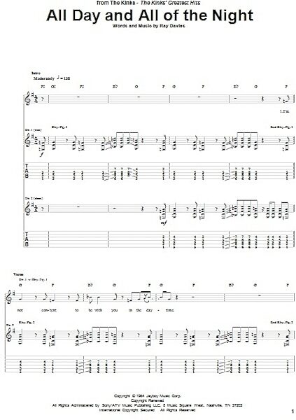 open zoom image for All Day And All Of The Night - Guitar TAB, New, Main