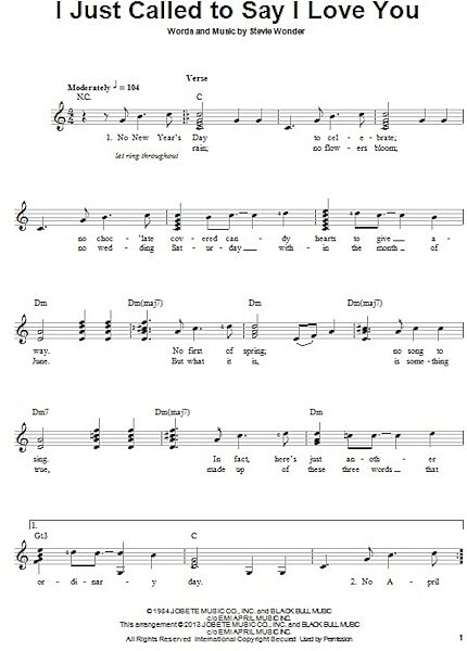 open zoom image for I Just Called To Say I Love You - Easy Guitar, New, Main