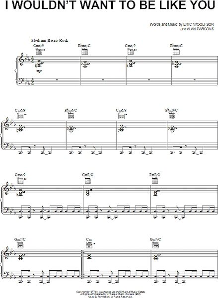 open zoom image for I Wouldn't Want To Be Like You - Piano/Vocal/Guitar, New, Main