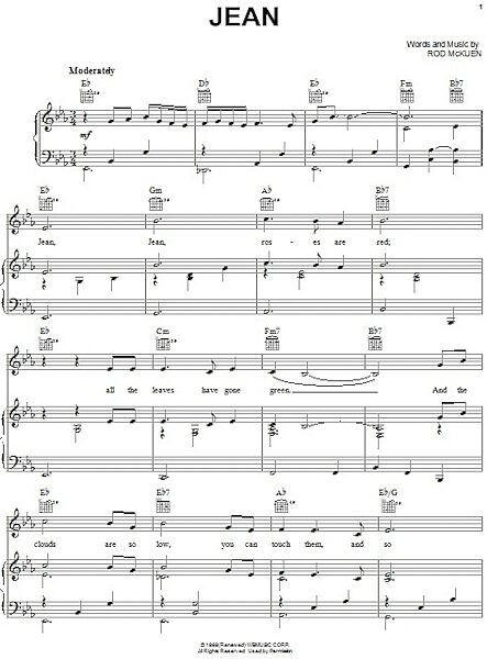 open zoom image for Jean - Piano/Vocal/Guitar, New, Main