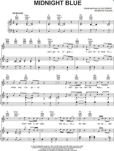 open zoom image for Midnight Blue - Piano/Vocal/Guitar, New, Main