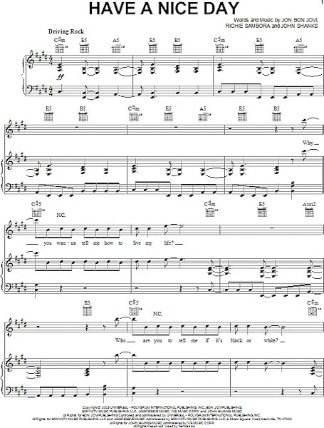 open zoom image for Have A Nice Day - Piano/Vocal/Guitar, New, Main