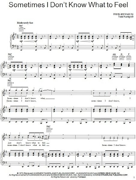 open zoom image for Sometimes I Don't Know What To Feel - Piano/Vocal/Guitar, New, Main