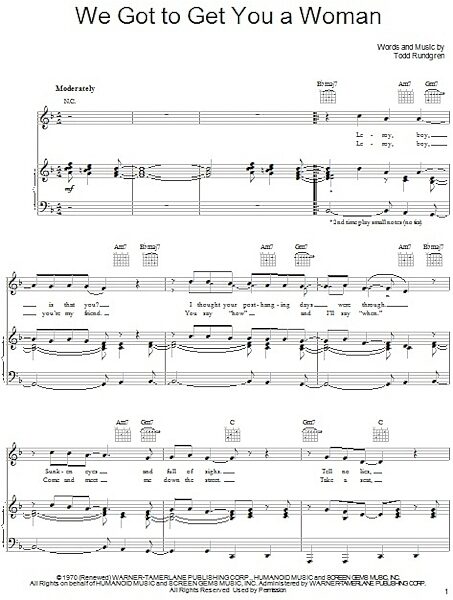 open zoom image for We Got To Get You A Woman - Piano/Vocal/Guitar, New, Main