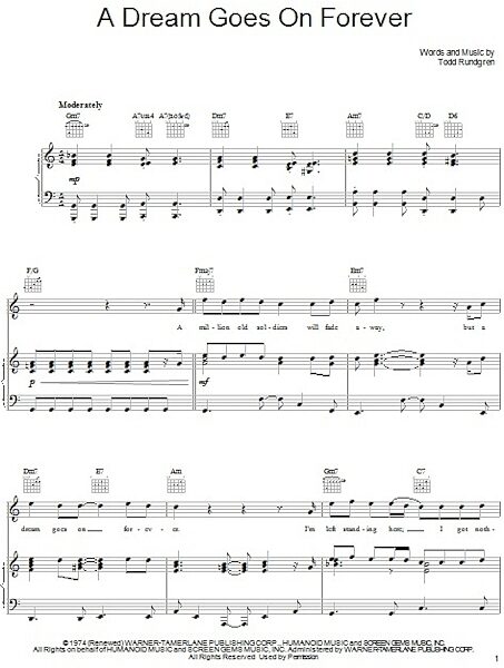 open zoom image for A Dream Goes On Forever - Piano/Vocal/Guitar, New, Main
