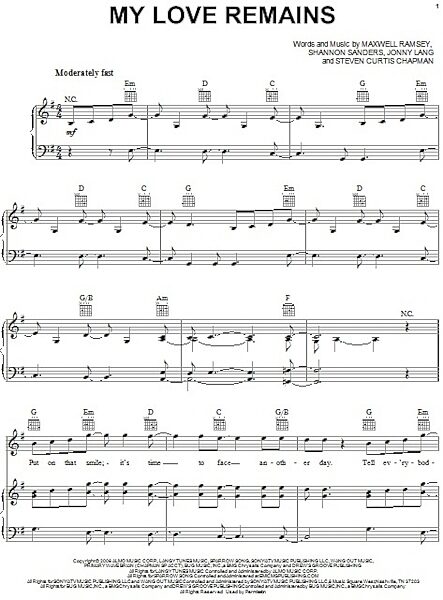 open zoom image for My Love Remains - Piano/Vocal/Guitar, New, Main
