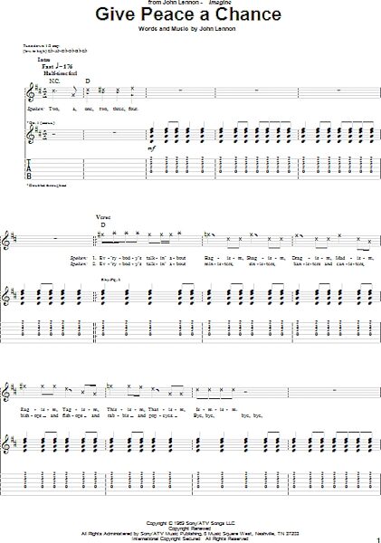 open zoom image for Give Peace A Chance - Guitar TAB, New, Main