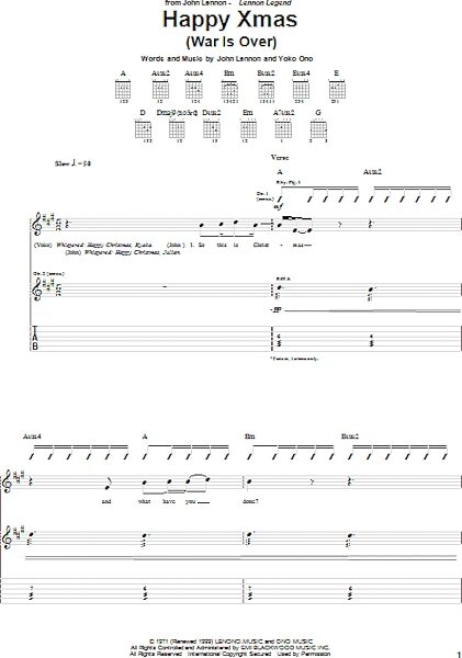 open zoom image for Happy Xmas (War Is Over) - Guitar TAB, New, Main