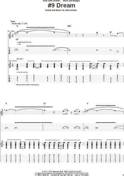 open zoom image for #9 Dream - Guitar TAB, New, Main