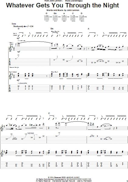 open zoom image for Whatever Gets You Through The Night - Guitar TAB, New, Main