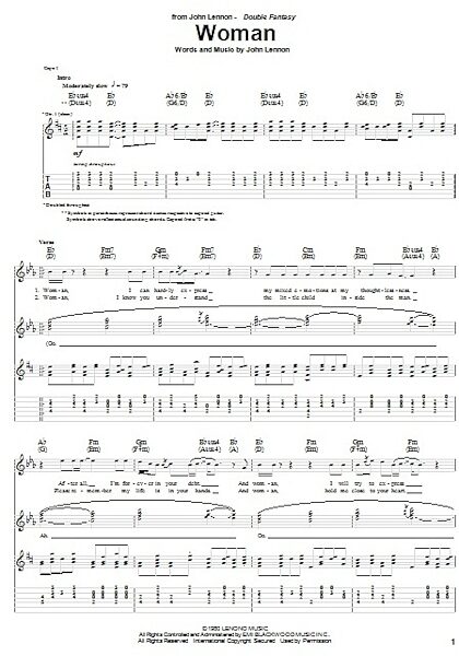 open zoom image for Woman - Guitar TAB, New, Main