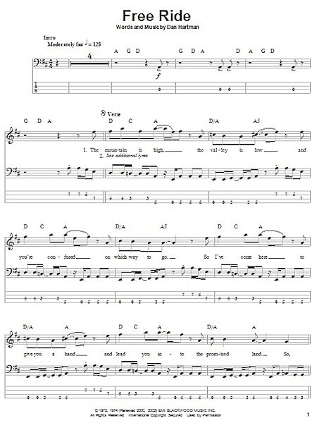 open zoom image for Free Ride - Bass Tab, New, Main