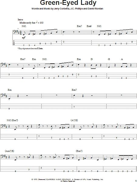 open zoom image for Green-Eyed Lady - Bass Tab, New, Main