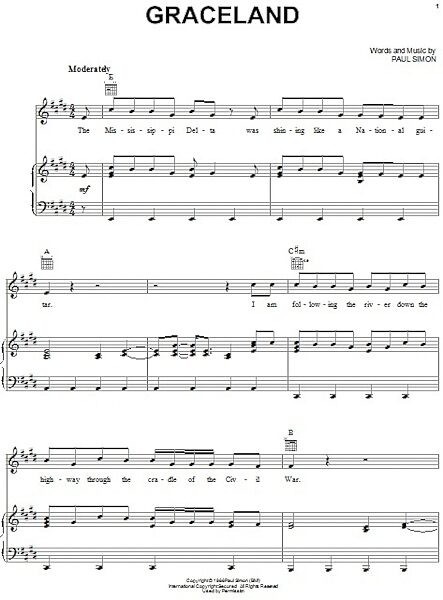 open zoom image for Graceland - Piano/Vocal/Guitar, New, Main