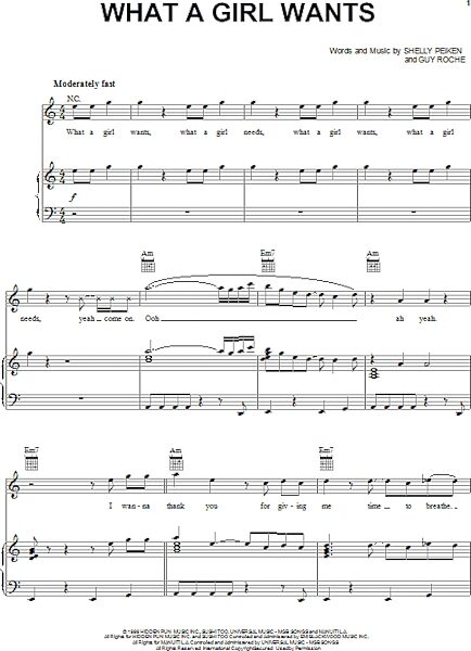 open zoom image for What A Girl Wants - Piano/Vocal/Guitar, New, Main