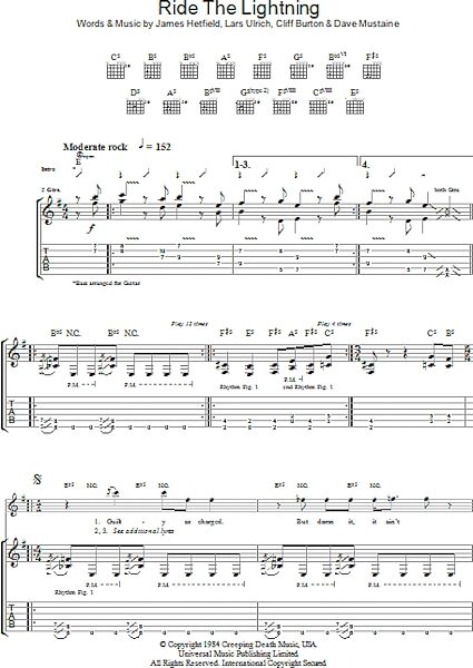 open zoom image for Ride The Lightning - Guitar TAB, New, Main