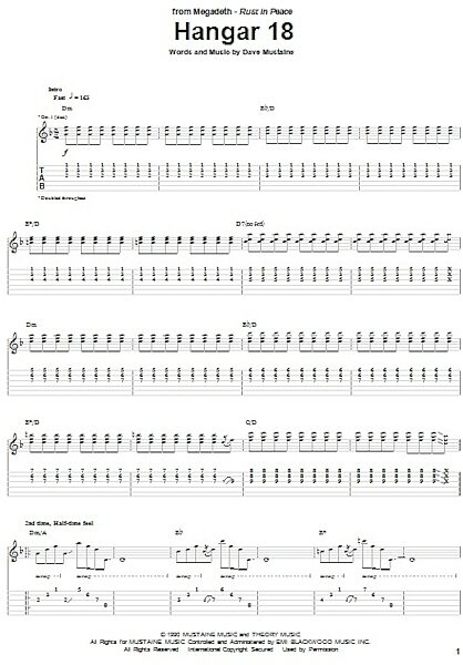 open zoom image for Hangar 18 - Guitar TAB, New, Main