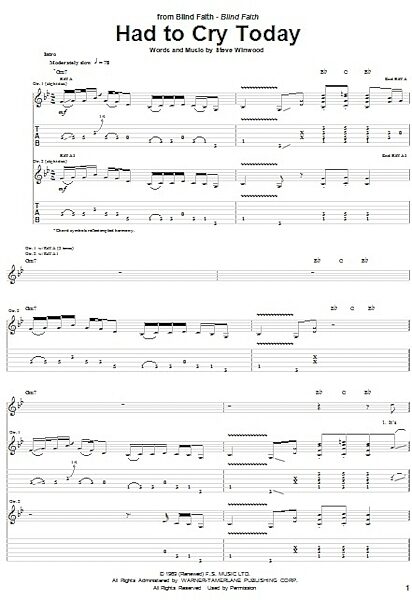 open zoom image for Had To Cry Today - Guitar TAB, New, Main