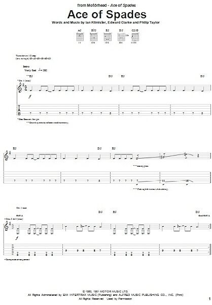 open zoom image for Ace Of Spades - Guitar TAB, New, Main