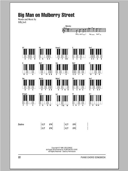 open zoom image for Big Man On Mulberry Street - Piano Chords/Lyrics, New, Main