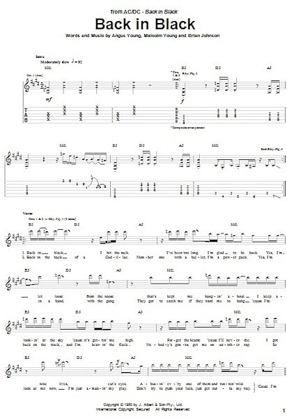 open zoom image for Back In Black - Guitar TAB, New, Main