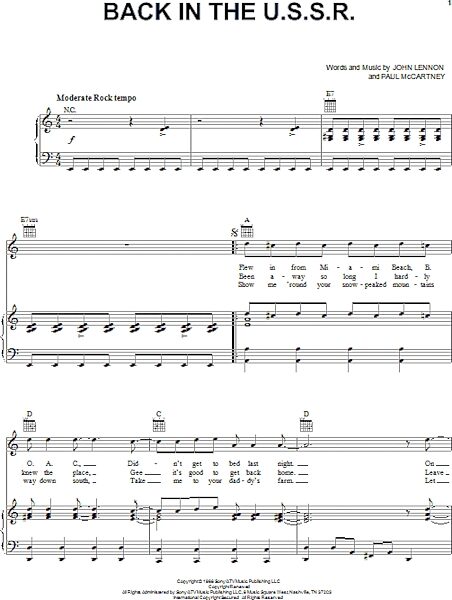 open zoom image for Back In The U.S.S.R. - Piano/Vocal/Guitar, New, Main