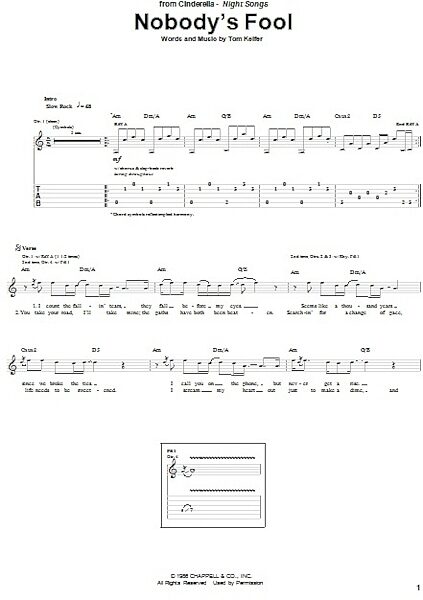 open zoom image for Nobody's Fool - Guitar TAB, New, Main