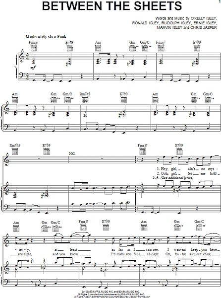 open zoom image for Between The Sheets - Piano/Vocal/Guitar, New, Main