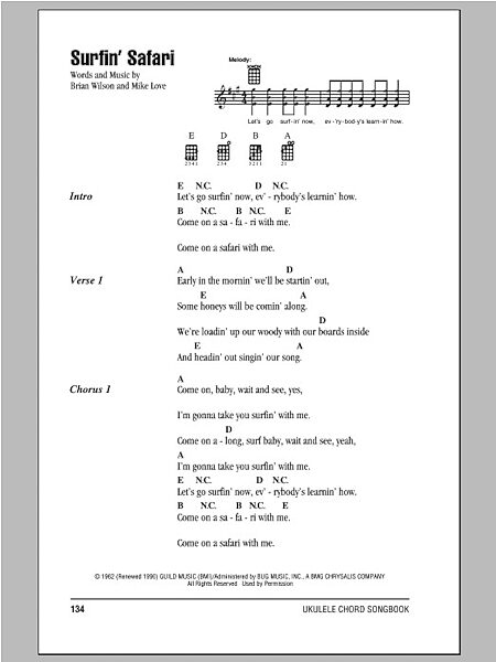 open zoom image for Surfin' Safari - Ukulele Chords/Lyrics, New, Main