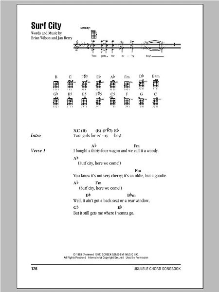 open zoom image for Surf City - Ukulele Chords/Lyrics, New, Main