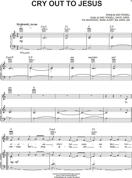 open zoom image for Cry Out To Jesus - Piano/Vocal/Guitar, New, Main