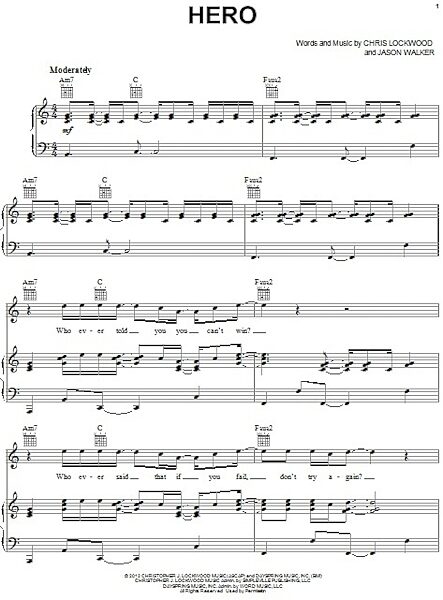 open zoom image for Hero - Piano/Vocal/Guitar, New, Main